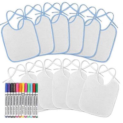 Heker Ealirie Baby Bibs maalaukseen Ihanteellinen suunnitteluun ja maalaamiseen 24 kpl (12 kpl ruokalappuja + 12 tekstiilikynää vaaleanpunainen)