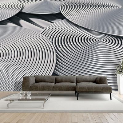 IlyDecor Carta da parati 3D - Sølv spiraler 100x70