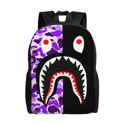 Hip hop naamiointi Bape Shark -reppu Vedenkestävät college-koululaukut Kirjalaukku Matkavaellus retkeilypäiväreppu Adu-XTYD634