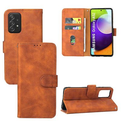 Etui til Samsung Galaxy A52 5g / 4g Cover Premium læder med kortholder Flip Folio magnetisk etui Etui Coque - Sort Brown