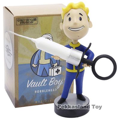 Visgaler Fallout 4 Vault Boy Bobble Head Doll Pvc Action Figur Samlerbart modellegetøj Medicin