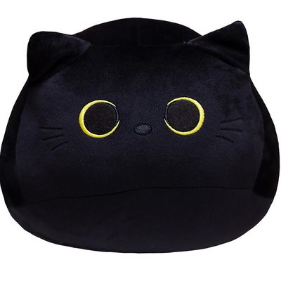 DUQI Kawaii Black Cat Plysch Leksaker Fyllda mjuka runda djur Cat Squish kudde Nap kudde Kreativa födelsedagspresenter för barn flickor Svart 40cm