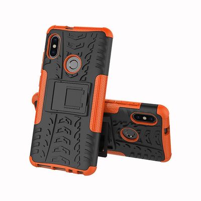 Stødsikker rustning sag for redmi k30 med støttefod all inclusive dække orange rpc2213
