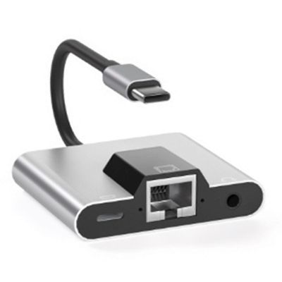 Type-C-Ethernet LAN -verkkosovittimen keskitin USB C - 3,5 mm: n ääni PD-pikalataustelakointiasema Kuten