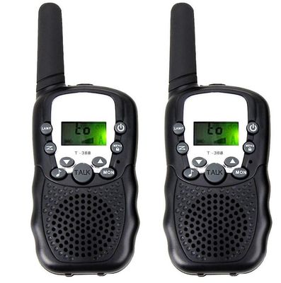 Ruili 2 Pack Walkie Talkies Twin Radio 3 km LCD-skærm til børn Legetøj sort