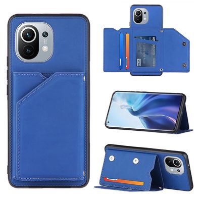Gangxun Sag For Xiaomi Mi 11 Vintage Cuir Cover Læderetui Kofanger - Bleu
