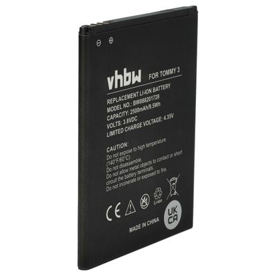 vhbw-akku, joka on yhteensopiva Wiko Jerry 3, 2 -matkapuhelimen kanssa (2500 mAh, 3,8 V, litiumioniakku) ilman väriä/sisäistä akkua