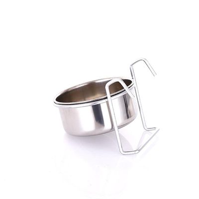 Rustfrit stål Kæledyr Fodring Hængende skål Rund kat Hund Vand Drikke Feeder Kaninfugl Hvalp Mad VandBur Kop Feeders