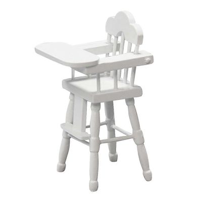 Lasten syöttötuoli Vauvan syöttötuoli Lelut Puinen syöttötuoli Figuuri Vauvan ruokintasyöttötuoli Lelu 1 12 Scale Baby syöttötuoli Valkoinen
