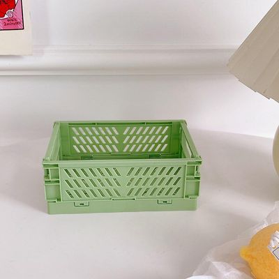 1 Pc Mini Desktop Cream Farve Plast Foldbar Stationær Arrangør, Grøn Farve