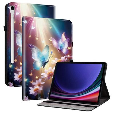 TKdaddy Case Cover nahkakotelo Samsung Galaxy Tab S10 / S10 FE / S9 FE / S9 Kuvio Painettu Jalusta Tabletin kansi korttipaikoilla Perhonen Kukka