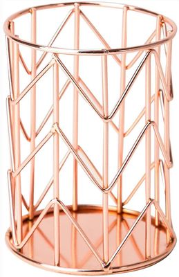 Linkrunning Penneholder til skrivebord, make-up børsteholder Rose Gold Metal Wire Blyant Kopholdere-2 pakke