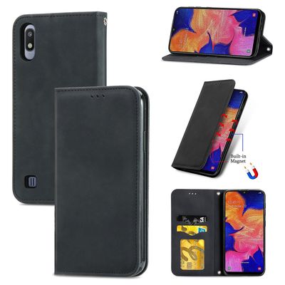 Gangxun Sag til Samsung Galaxy A10 Magnetisk Lukning Læder Tegnebog Cover Housse Etui Shockproof - Sort