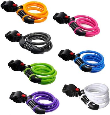 Ersam Pyörän lukko korkea turvallisuus 5-numeroinen nollattava yhdistelmä kelauskaapelilukko paras polkupyörälle ulkona, 1.2mx12mm vaaleanpunainen