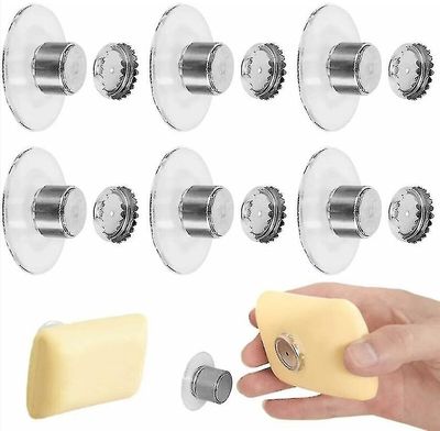 6 magneettisen saippua-astian kuppisarja, seinälle asennettava suihkusaippua-astia Ei porausta, kiinteä saippuamagneetti, maaginen magneettinen sui...