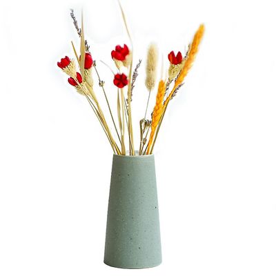 Keramisk vase i europæisk stil, grov keramisk tørret blomstervase D-Grøn