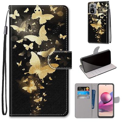 Foxdock Kompatibel med Xiaomi Redmi Note 10s Golden Butterfly Mobile Case