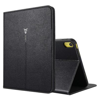 iPad 2025 / 2022 GEBEI Silk Texture Flip Tablet -nahkakotelo iPad 10th Gen 10.9 2022:lle Musta