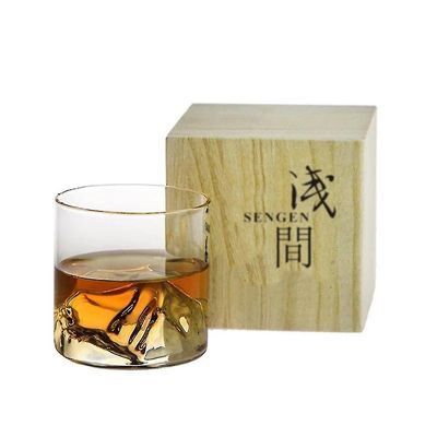 Suuret 3d vuoret japanilainen viski lasi vanhanaikainen rock puinen lahjapakkaus vodka viini 1-osainen puulaatikko 200ml