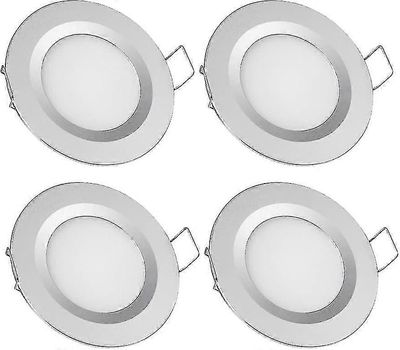 4 x LED upotettava kohdevalo 12v reikä 58-65mm 3w 3200k upotettava kattovalaisin matkailuautovene asuntovaunu van jahti lämmin valkoinen (hopea vii...