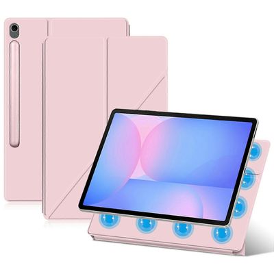 Kotelon kansi Samsung Galaxy Tab S10 FE+ -kotelolle Origami-teline PU-nahkainen magneettinen tabletin kansi vaaleanpunainen