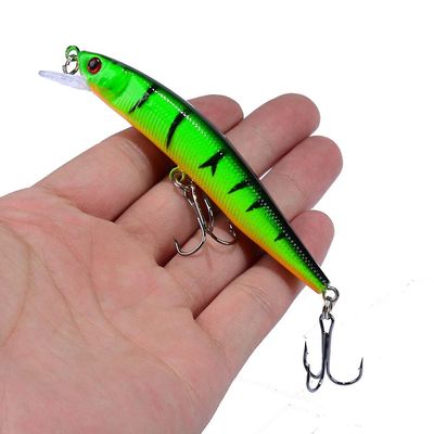 Unbrand 1pcs Minnow Fiskeri Lure 95mm 8g Flydende Hard Bait Wobbler Jig Bait Crankbait Karpe Stribet Bas Pesca Fishing Tackle Swimbait Farve4