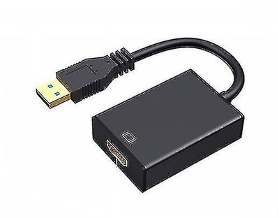 Usb 3.0 til Hdmi-adapter,1080p Full Hd Video Audio Multi Monitor Converter Adapter til pc sort