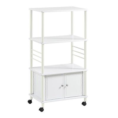 SoBuy FRG12-W, Keittiön mikroaaltouunin hylly säilytyskaapilla ja pyörillä, vapaasti seisova keittiön tarjoiluvaunun telinejärjestäjä 60x40x115cm V...