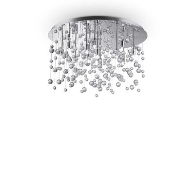 Ideal Lux Lighting Neve 12 Lys Store Semi blæst glasbobler Flush Loft Vedhæng Chrome, G9