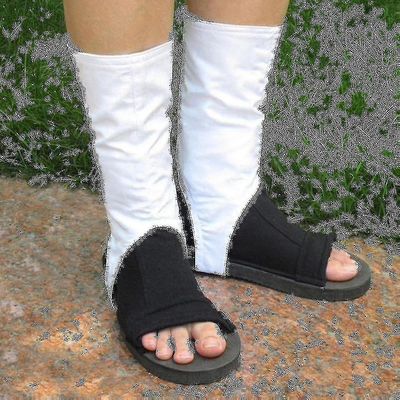 1 pari valkoista kenkäkantta Cosplay-kengät Naruto Akatsuki Ninja Pukukengät saappaat
