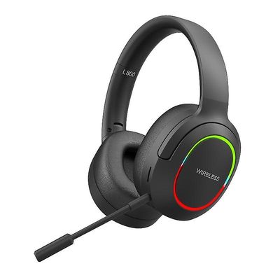L800 trådløst hodesett Hodetelefoner for musikk, spill, sammenleggbare Bluetooth-hodetelefoner med LED-lys/mikrofon Svart/svart Style A