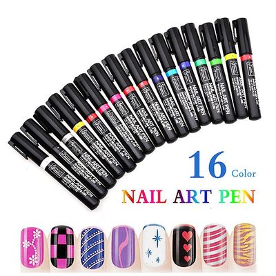 16 farger sett nail art penn for 3d nail art diy dekorasjon neglelakk penn sett 3d design spiker 3D Spiker