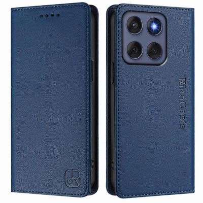 Motorola Edge 60 5G/60 Fusion 5G Nahkakotelo RINACASIS RC01 Puhelimen Kuori RFID-estoseinällä Monivärinen Dark Blue