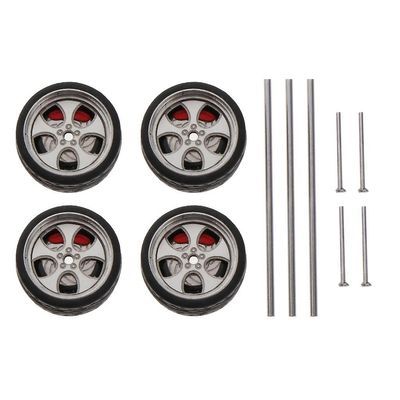 4stk 1/64 Skala Rc Model Bil Gummidæk Med Aksler Og 5 Endehætte Børn Elektrisk Legetøj DIY Dele