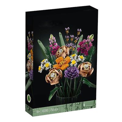 Kukkakimppu 10280 Tekokukat, Aikuisten kanssa yhteensopiva rakennussarja, Koristeelliset kodin tarvikkeet, Ystävänpäivälahjaidea, Kasvitieteellinen C