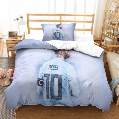 Lionel Messi Anime pussilakanasetit Lasten vuodevaatteet Kevyt pehmeä ja hengittävä 3D-tulostus Kevyt peittopäällinen tyynyliinalla lapsille Teini-...