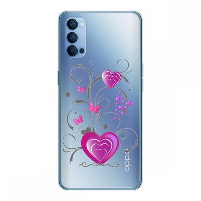 Crazy Kase Skrog til Oppo Reno4 5g Silikone Soft 1 Mm, hjerte og sommerfugl