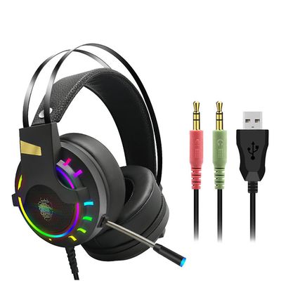 Baodan Gaming Headset 3,5 mm Over-ear Stereo Gaming hodetelefonmikrofon for N- Svart