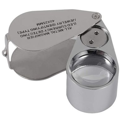 Jeweler's Suurennuslasi, 40x suurennus, valmistettu metallista