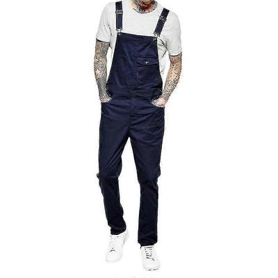 Miehet Slim Fit Denim Haalari Bib Romper Rento Haalarit Dungarees Sininen XL