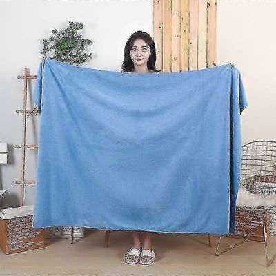 Erittäin suuri mikrokuituinen kylpypyyhe 100X200cm pehmeä erittäin imukykyinen kartta nopeasti kuivuvat pyyhkeet kotikäyttöön Vaaleansininen 70x140 cm