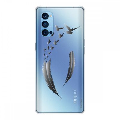 Crazy Kase Shell Til Oppo Reno4 Pro 5g Soft Silikone 1 mm, fjer og fugle Grå