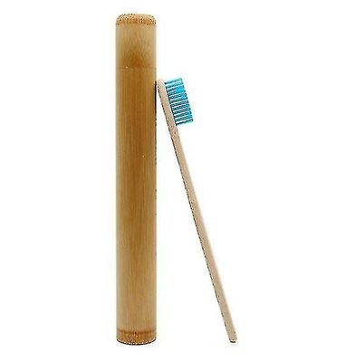 Mikasa Eco Friendly Natural Bamboo Soft Head Tandbørste med Rejse Sag blå