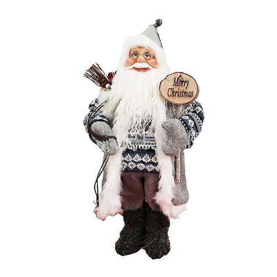 Other Harmaa ja valkoinen seisova joulupukin jouluhahmo 30CM