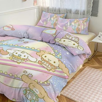 Vuodevaatteet JP493 Cartoon Cinnamoroll vuodevaatteet Setti Lohduttaja pussilakanasarja Peittopäällinen lapsille Teini-ikäiset Makuuhuoneen sisustu...