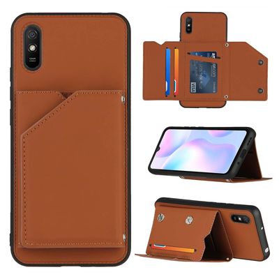 Gangxun Sag For Xiaomi Redmi 9a Vintage Cuir Cover Læderetui Kofanger - Marron