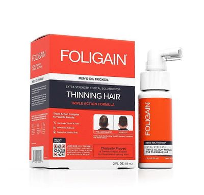 Foligain Foligainin kolmivaikutteinen hoito oheneville hiuksille miehille, joissa on 10% trioksidiilia® (2 fl oz) 59ml 1 kuukauden toimitus