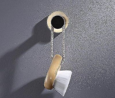 Badeværelse Hardware Sæt Sort kåbe Krog Hylde Væv Messing Papirholder Tandbørste Holder Brush