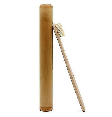 Mikasa Eco Friendly Natural Bamboo Soft Head Tandbørste med Rejse Sag Abrikos
