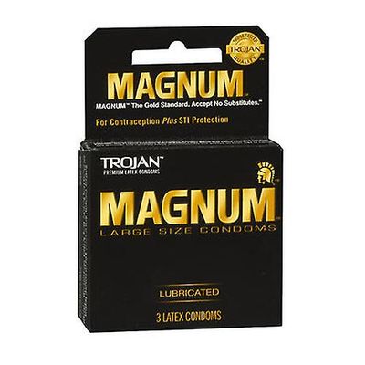 Trojan Troijan Magnum voidellut lateksikondomit, suuri, 3 kpl pakkaus